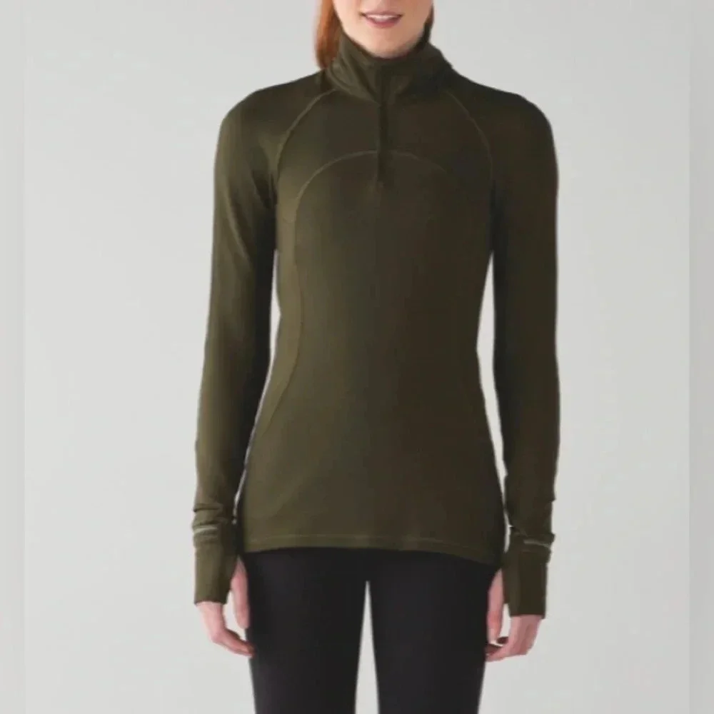 Lululemon Jacket Women’s 4 First Mile 1/2 Zip Military Green